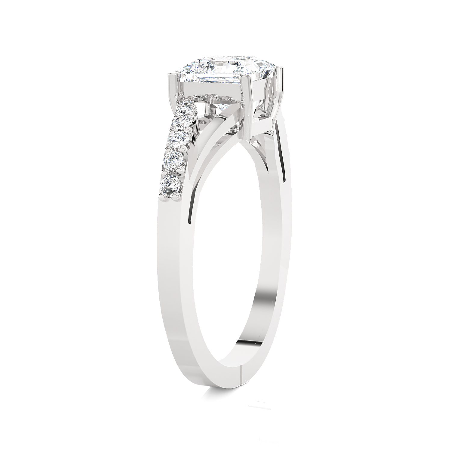 Princess-Cut Lab Grown Diamond Side Stone Engagement Ring