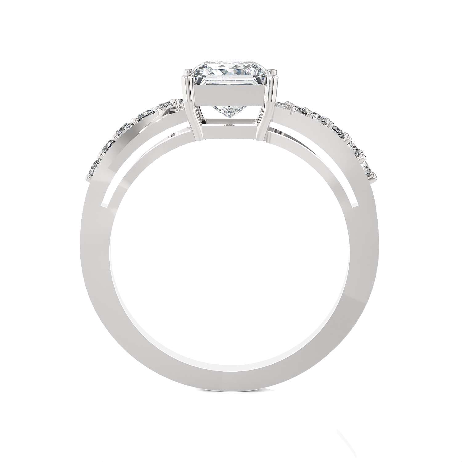 Princess-Cut Lab Grown Diamond Side Stone Engagement Ring