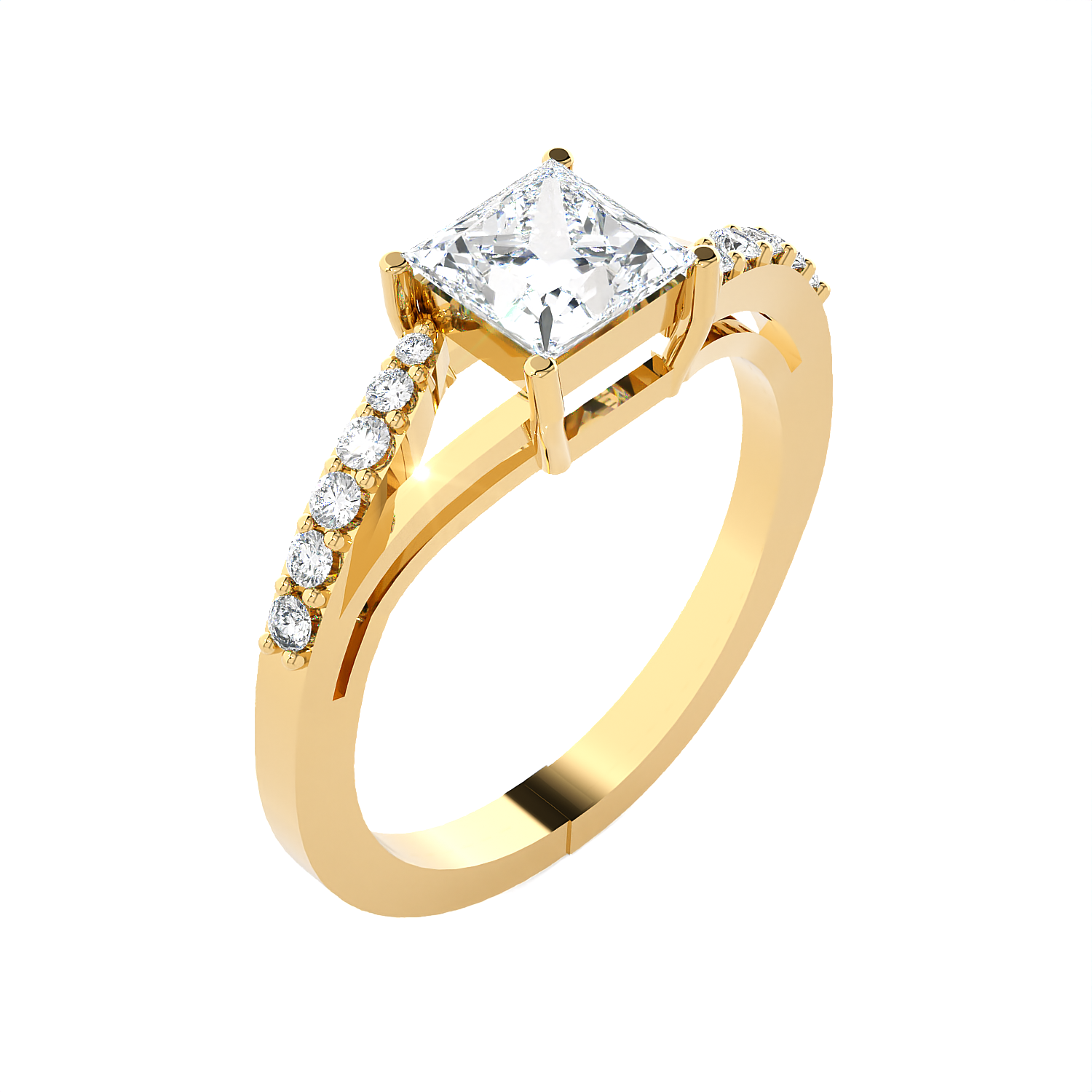 Princess-Cut Lab Grown Diamond Side Stone Engagement Ring
