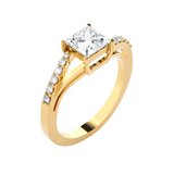 Princess-Cut Lab Grown Diamond Side Stone Engagement Ring