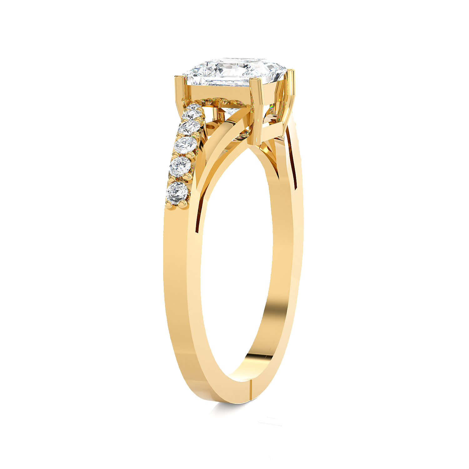Princess-Cut Lab Grown Diamond Side Stone Engagement Ring