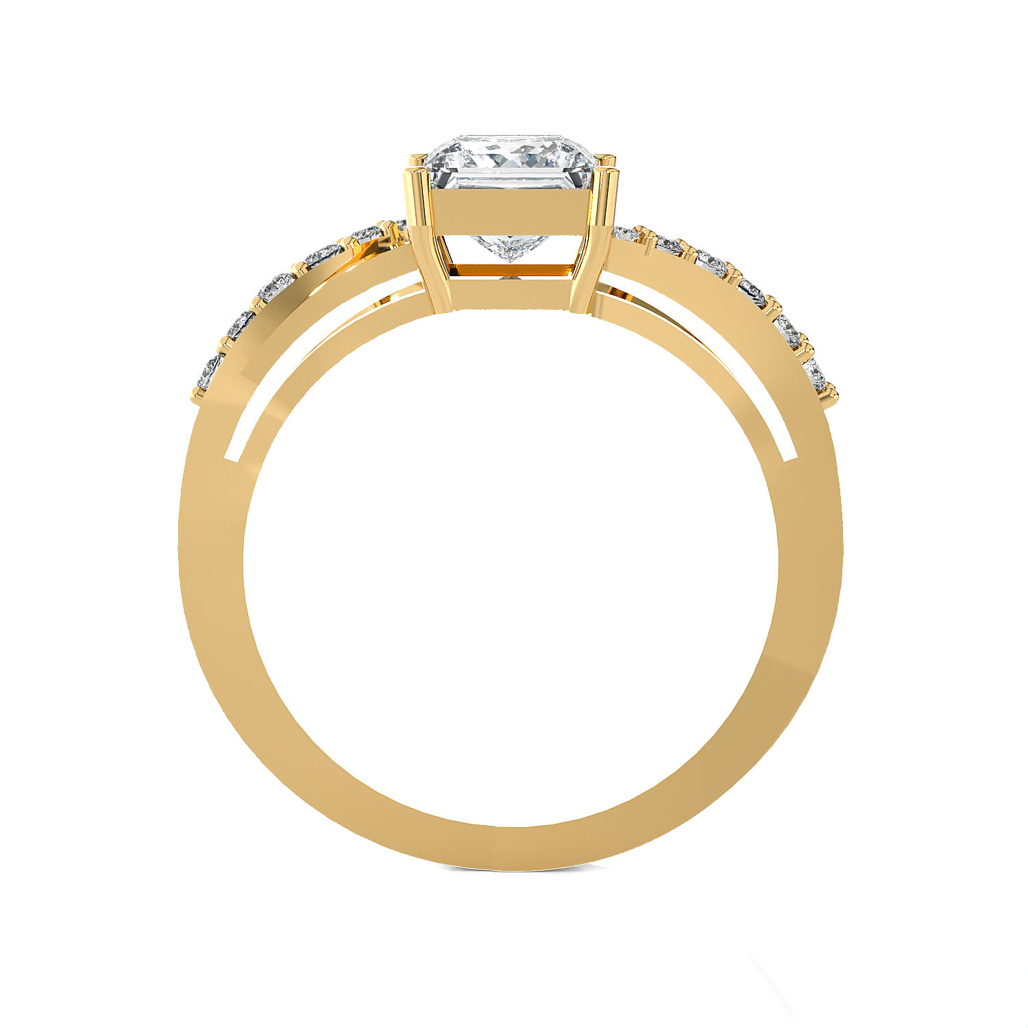 Princess-Cut Lab Grown Diamond Side Stone Engagement Ring
