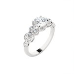 Round Lab Grown Diamond Side Stone Engagement Ring