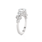 Round Lab Grown Diamond Side Stone Engagement Ring