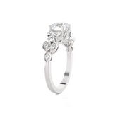 Round Lab Grown Diamond Side Stone Engagement Ring
