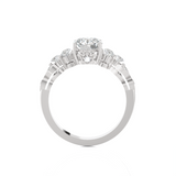 Round Lab Grown Diamond Side Stone Engagement Ring