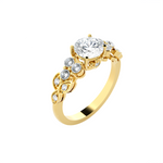 Round Lab Grown Diamond Side Stone Engagement Ring