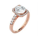 Emerald-Cut Lab Grown Diamond Halo Engagement Ring