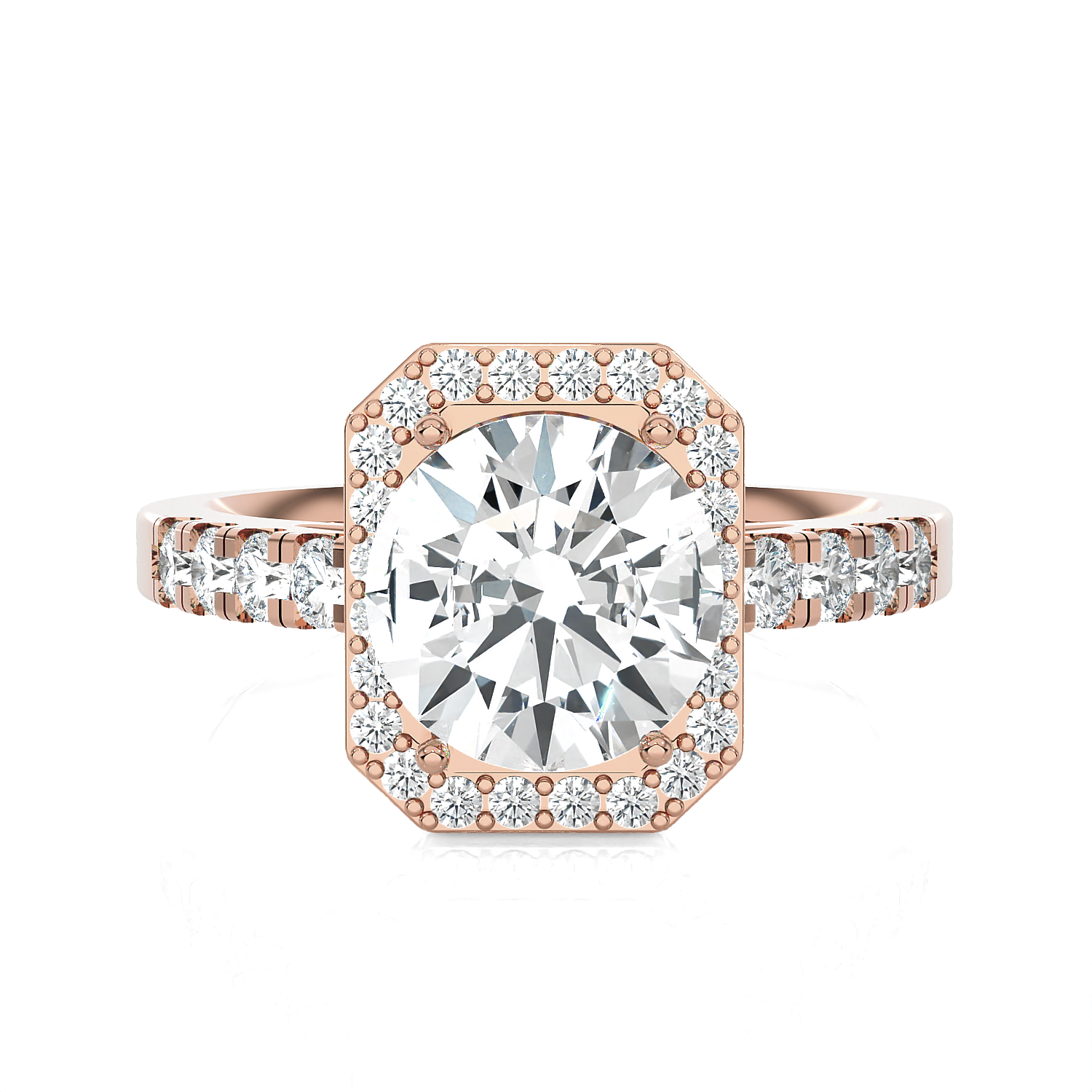 Emerald-Cut Lab Grown Diamond Halo Engagement Ring