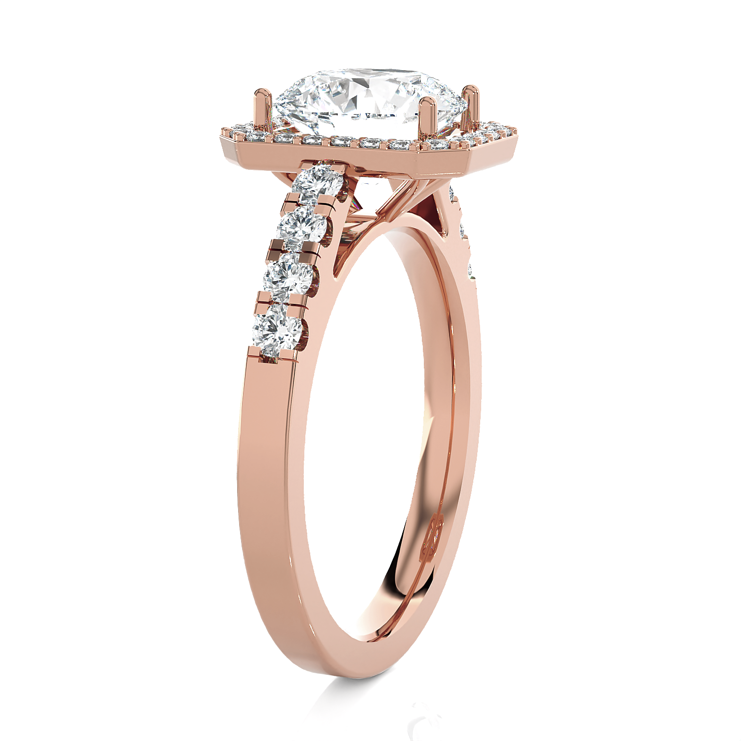 Emerald-Cut Lab Grown Diamond Halo Engagement Ring