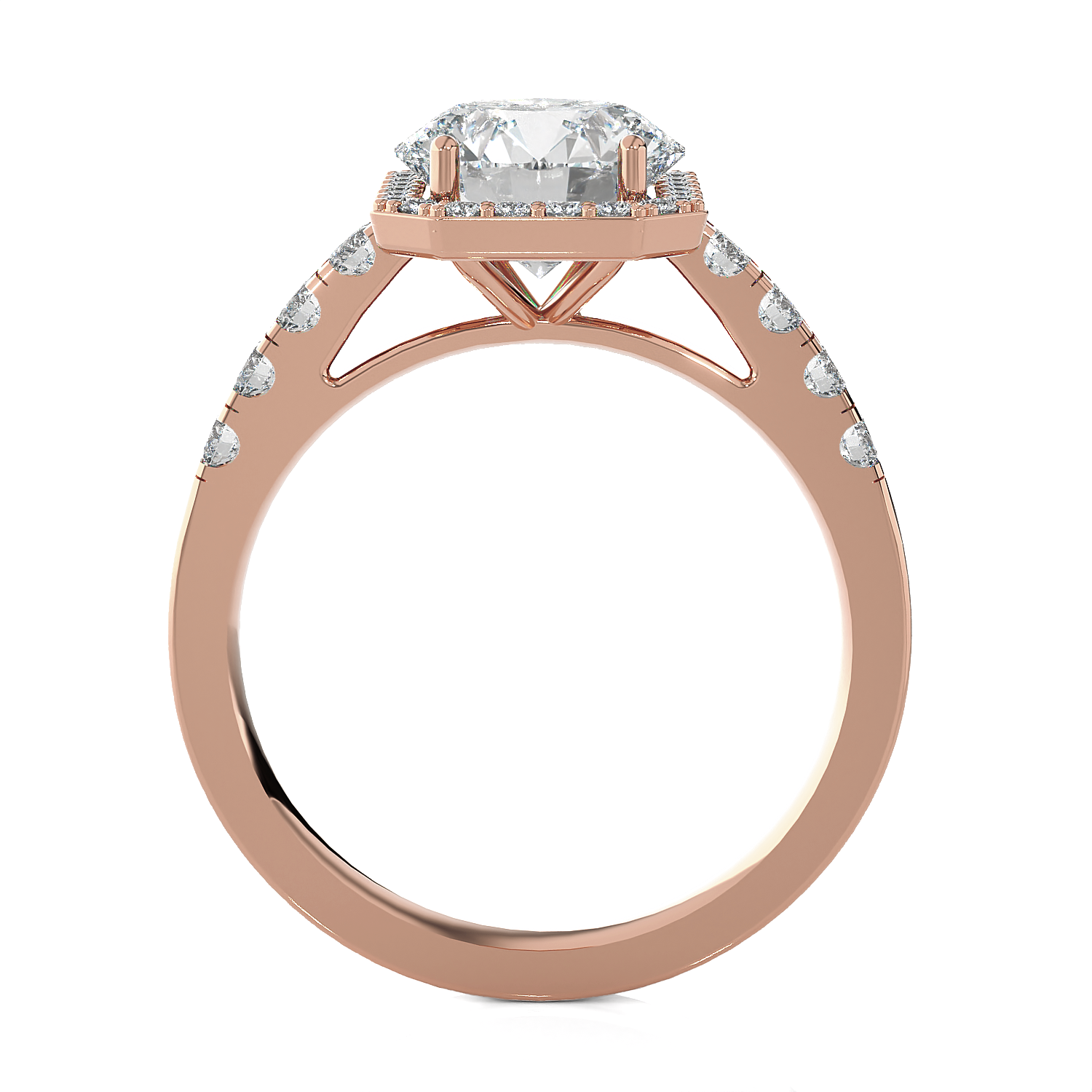 Emerald-Cut Lab Grown Diamond Halo Engagement Ring