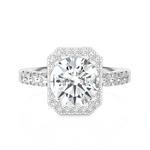 Emerald-Cut Lab Grown Diamond Halo Engagement Ring