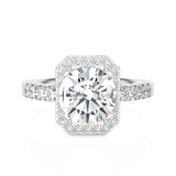 Emerald-Cut Lab Grown Diamond Halo Engagement Ring