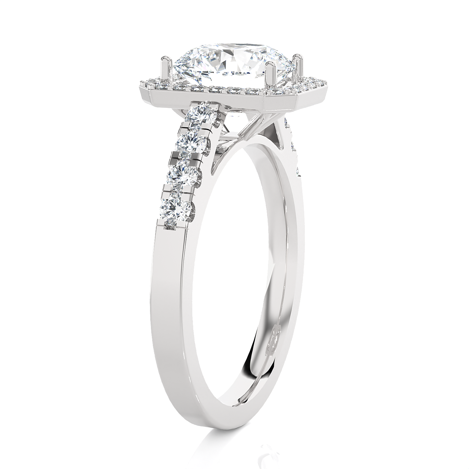 Emerald-Cut Lab Grown Diamond Halo Engagement Ring