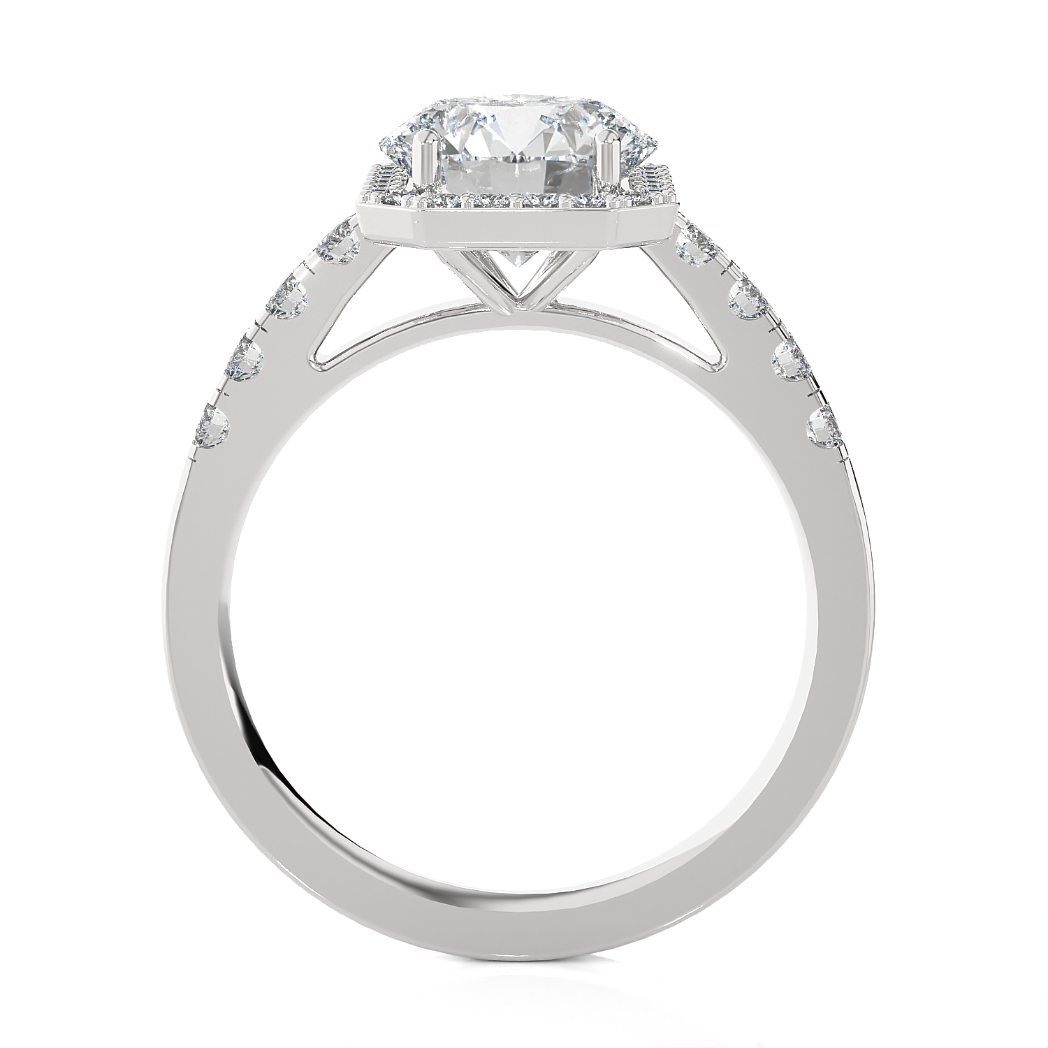 Emerald-Cut Lab Grown Diamond Halo Engagement Ring