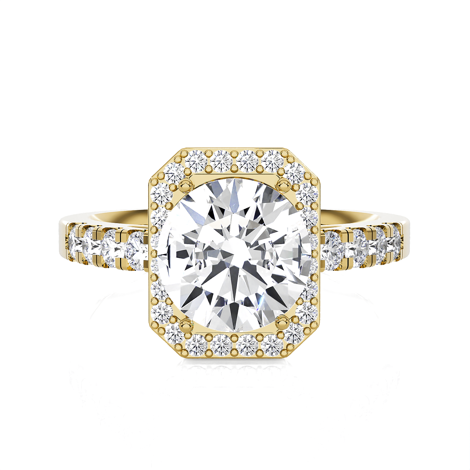 Emerald-Cut Lab Grown Diamond Halo Engagement Ring