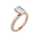 Emerald-Cut Lab Grown Diamond Side Stone Engagement Ring