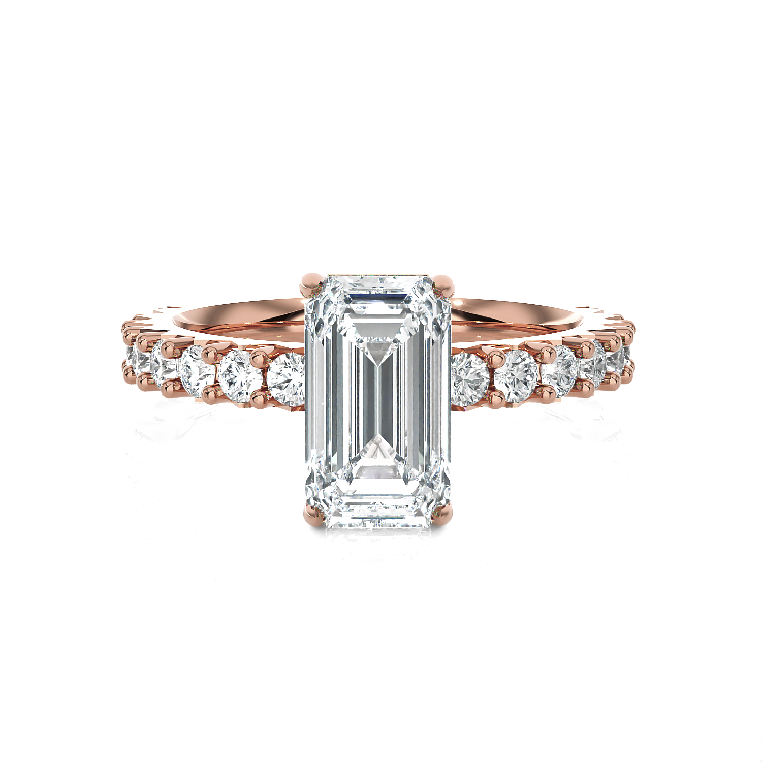 Emerald-Cut Lab Grown Diamond Side Stone Engagement Ring