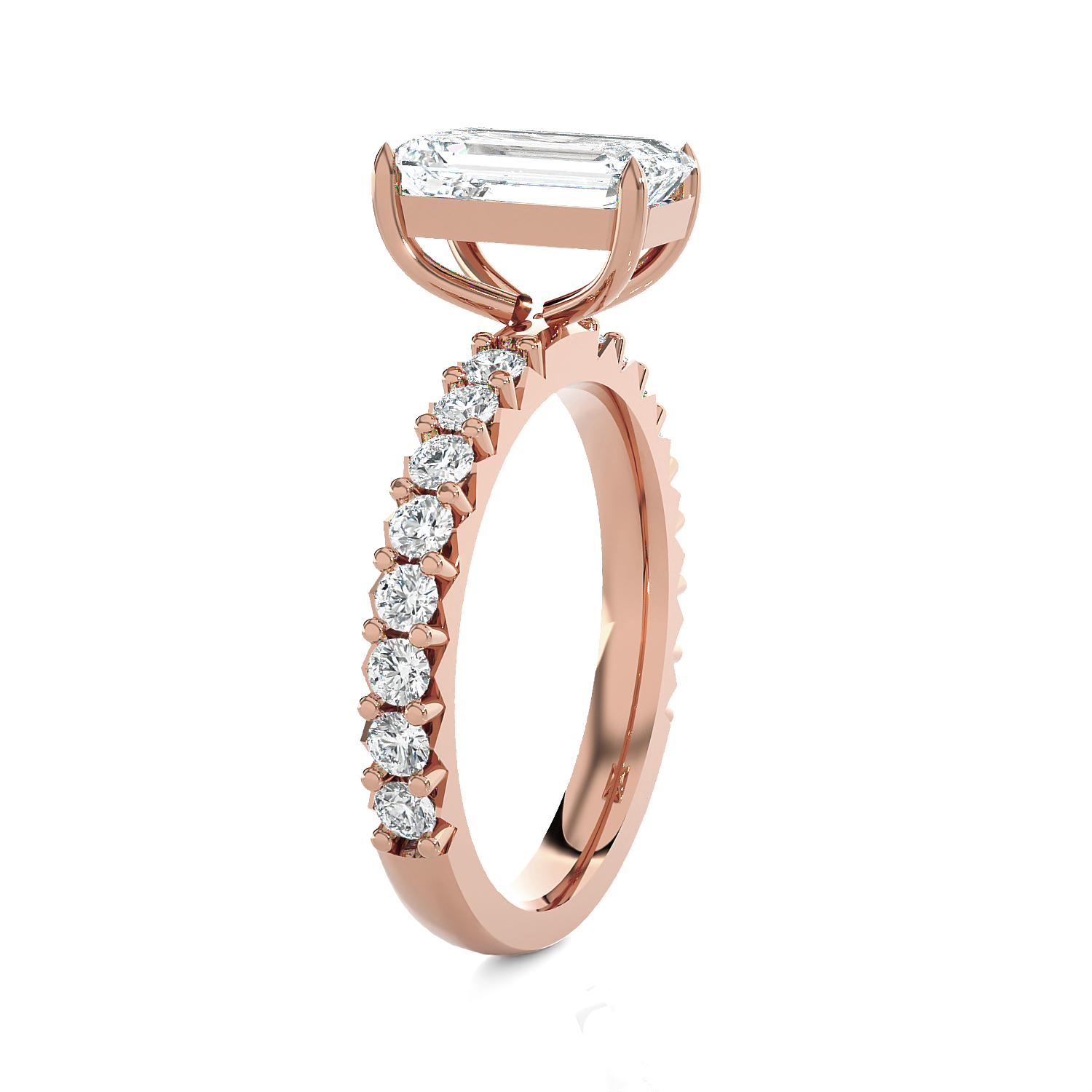 Emerald-Cut Lab Grown Diamond Side Stone Engagement Ring