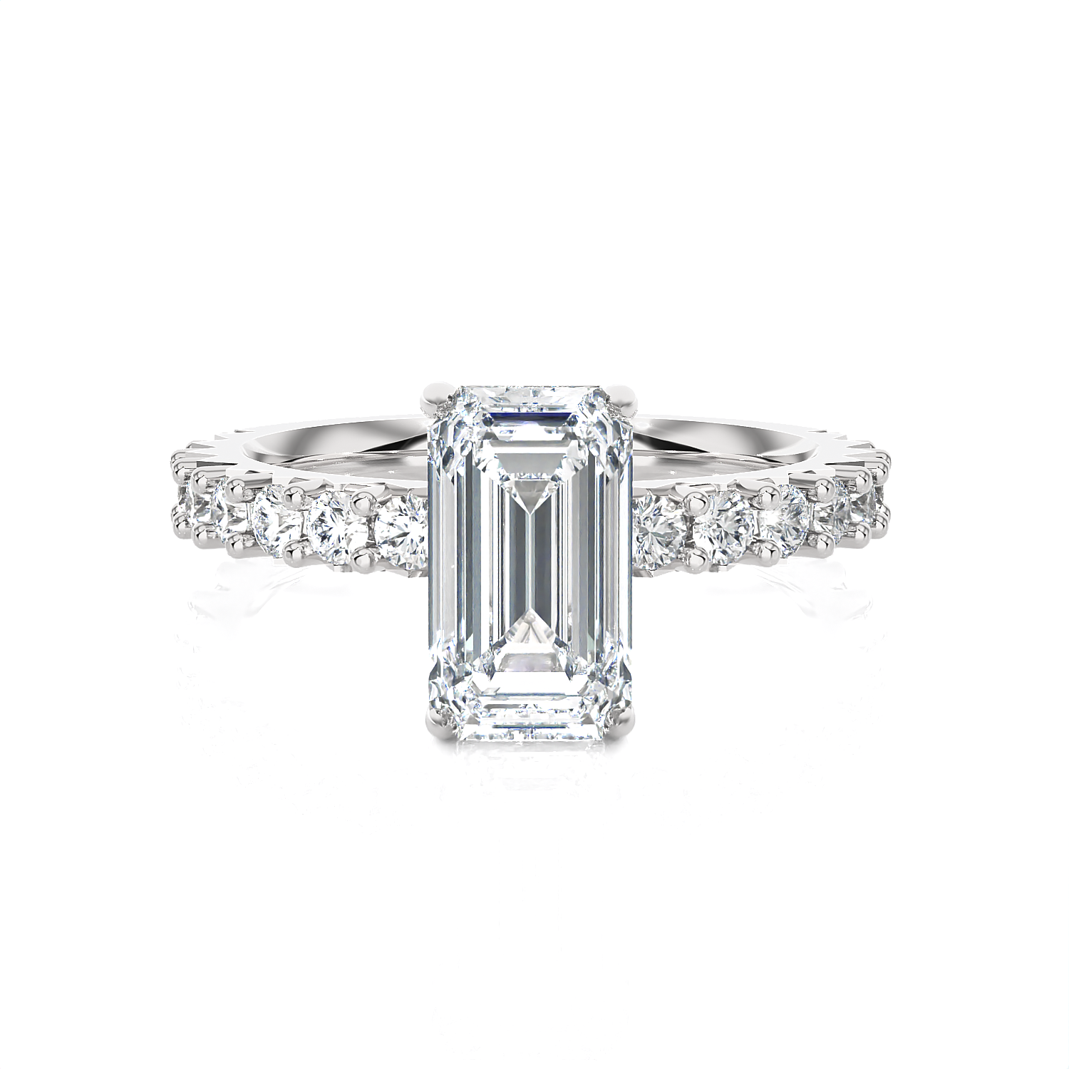 Emerald-Cut Lab Grown Diamond Side Stone Engagement Ring