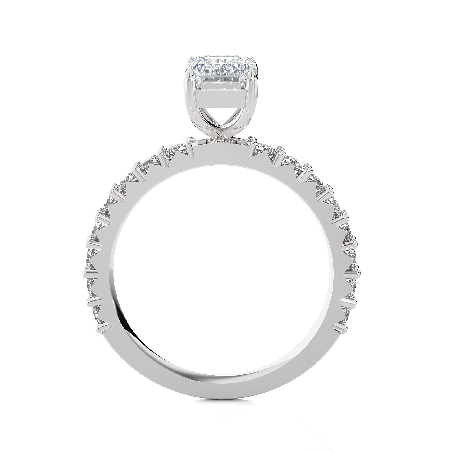 Emerald-Cut Lab Grown Diamond Side Stone Engagement Ring