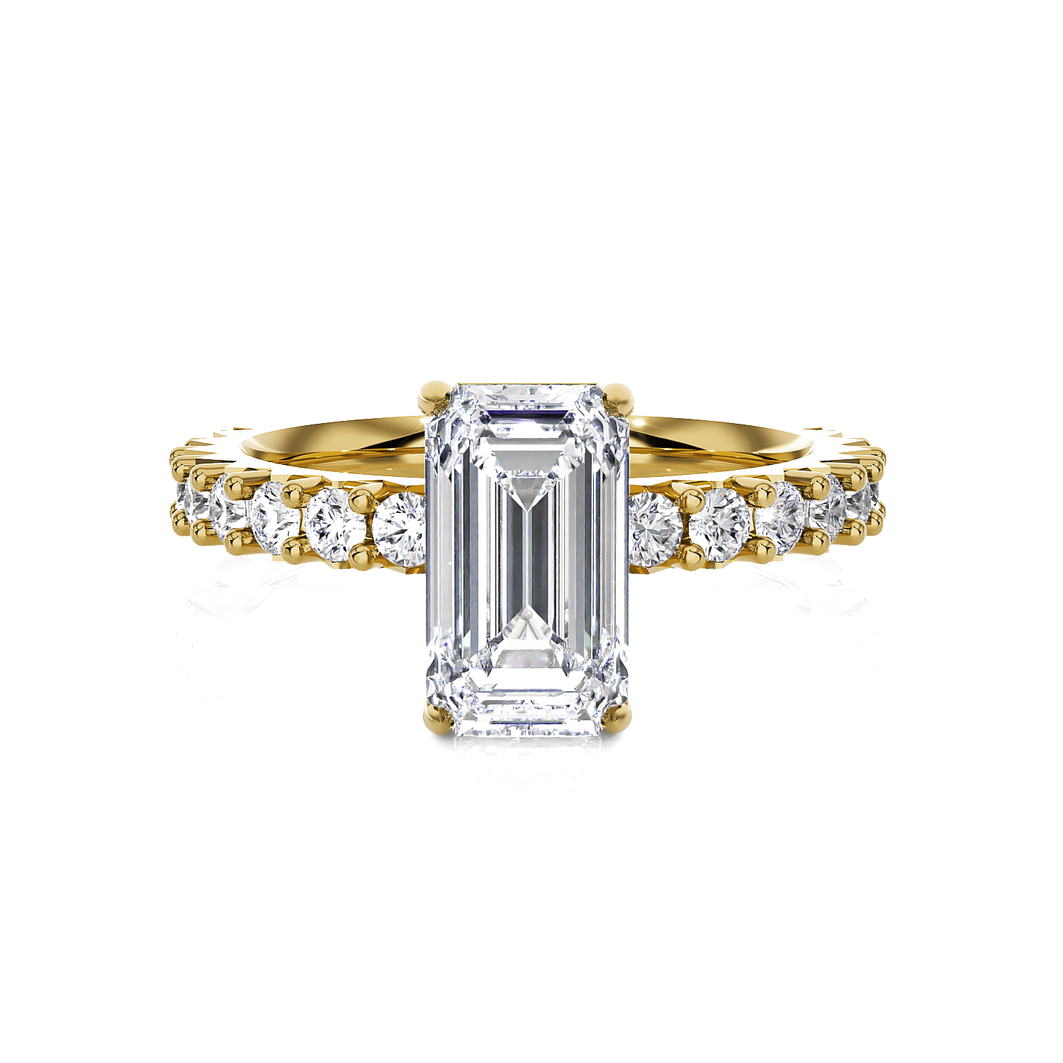 Emerald-Cut Lab Grown Diamond Side Stone Engagement Ring