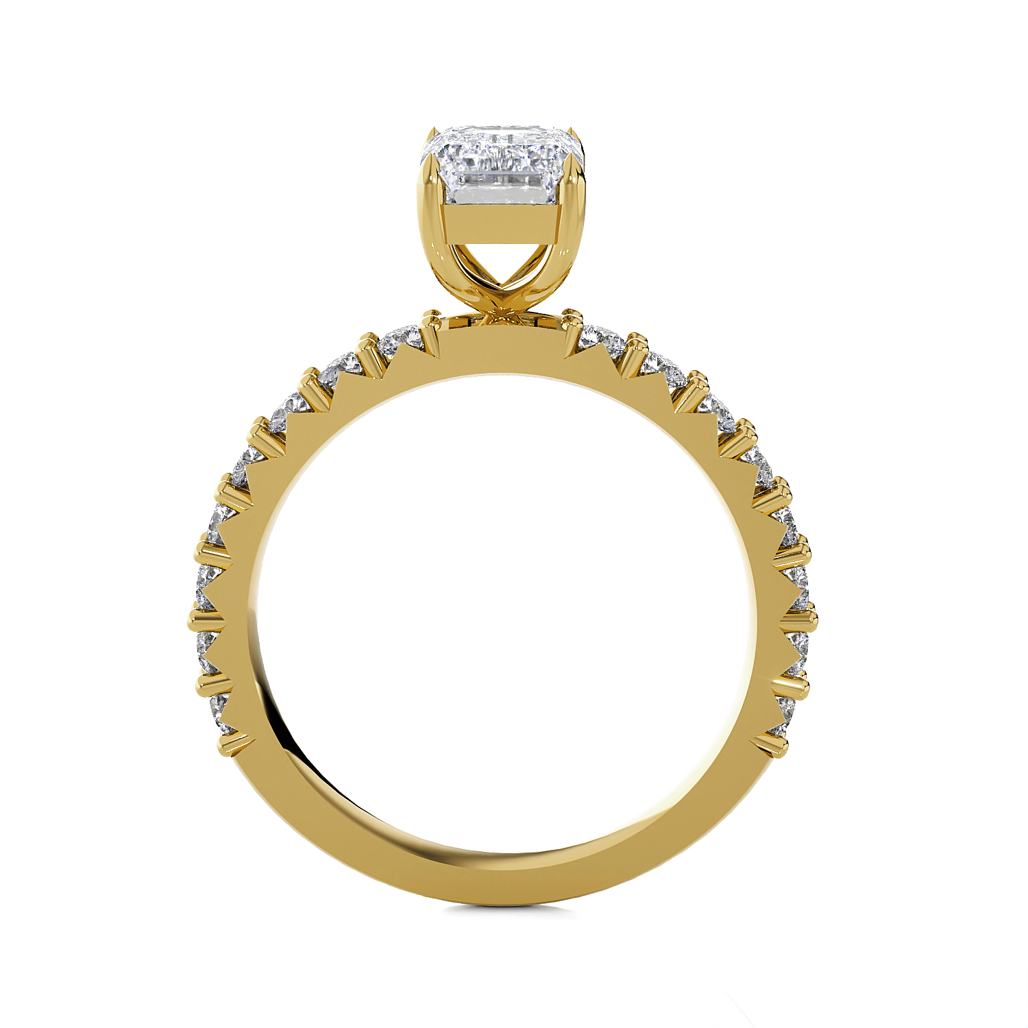 Emerald-Cut Lab Grown Diamond Side Stone Engagement Ring