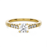 Round Lab Grown Diamond Side Stone Engagement Ring