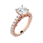 Round Lab Grown Diamond Side Stone Engagement Ring