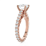 Round Lab Grown Diamond Side Stone Engagement Ring