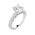 Round Lab Grown Diamond Side Stone Engagement Ring