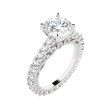 Round Lab Grown Diamond Side Stone Engagement Ring