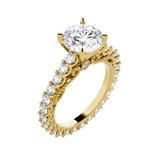 Round Lab Grown Diamond Side Stone Engagement Ring