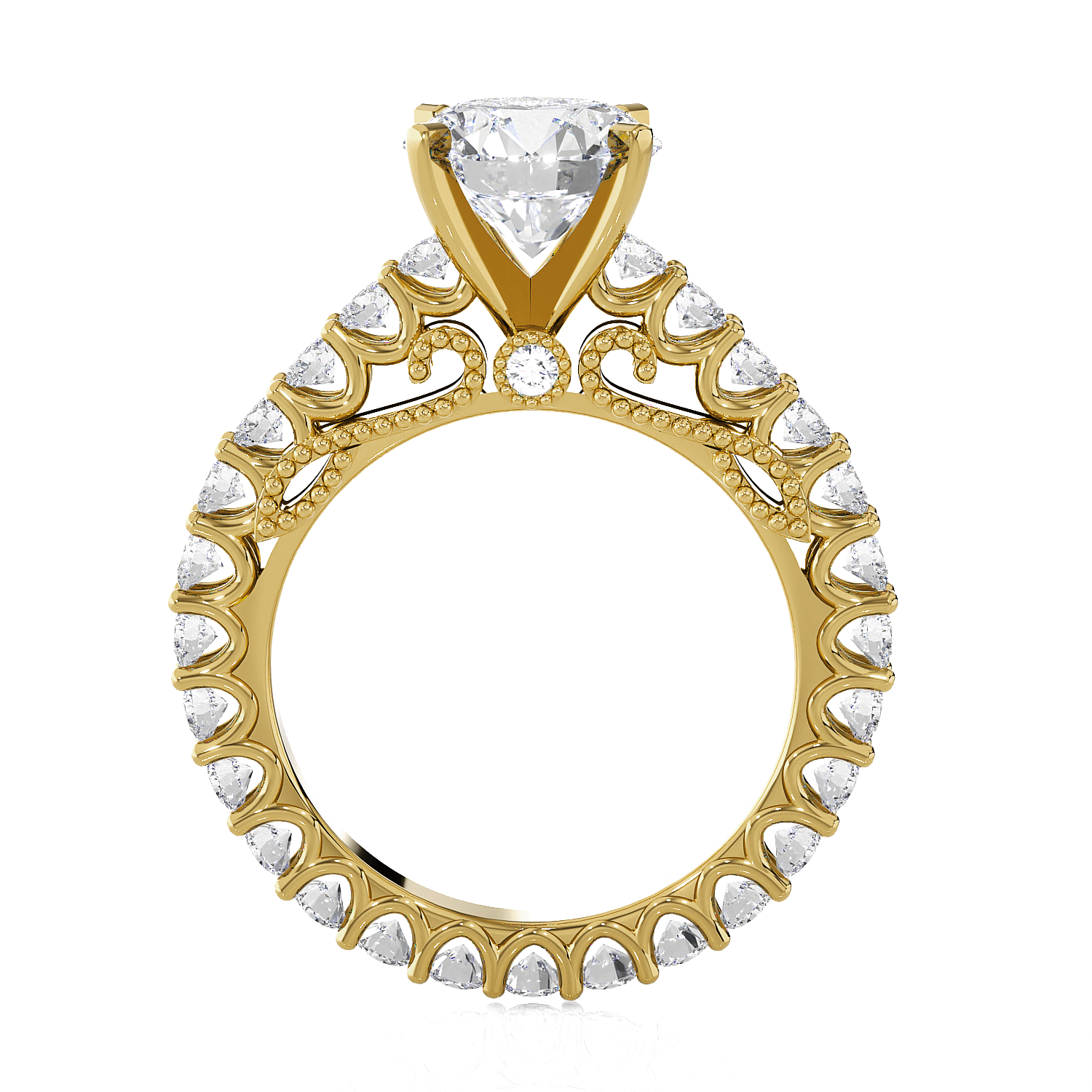 Round Lab Grown Diamond Side Stone Engagement Ring