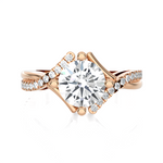 Round Lab Grown Diamond Side Stone Engagement Ring