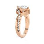 Round Lab Grown Diamond Side Stone Engagement Ring