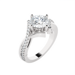 Round Lab Grown Diamond Side Stone Engagement Ring