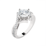 Round Lab Grown Diamond Side Stone Engagement Ring