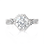 Round Lab Grown Diamond Side Stone Engagement Ring