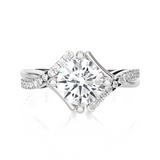 Round Lab Grown Diamond Side Stone Engagement Ring