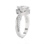 Round Lab Grown Diamond Side Stone Engagement Ring