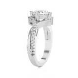 Round Lab Grown Diamond Side Stone Engagement Ring
