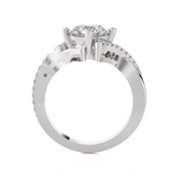 Round Lab Grown Diamond Side Stone Engagement Ring