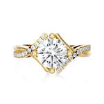 Round Lab Grown Diamond Side Stone Engagement Ring