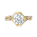 Round Lab Grown Diamond Side Stone Engagement Ring