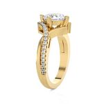 Round Lab Grown Diamond Side Stone Engagement Ring
