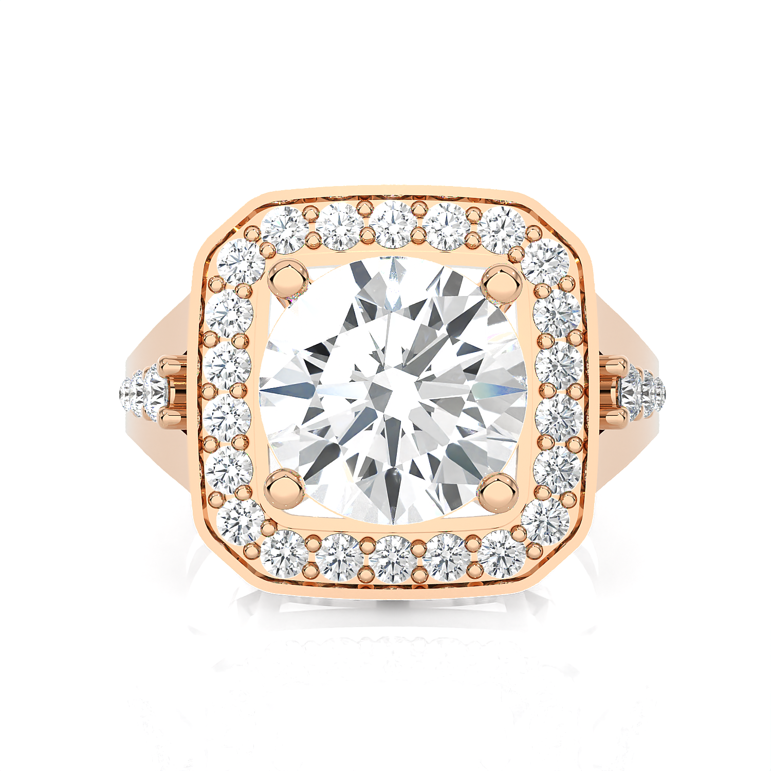 Round Lab Grown Diamond Halo Engagement Ring