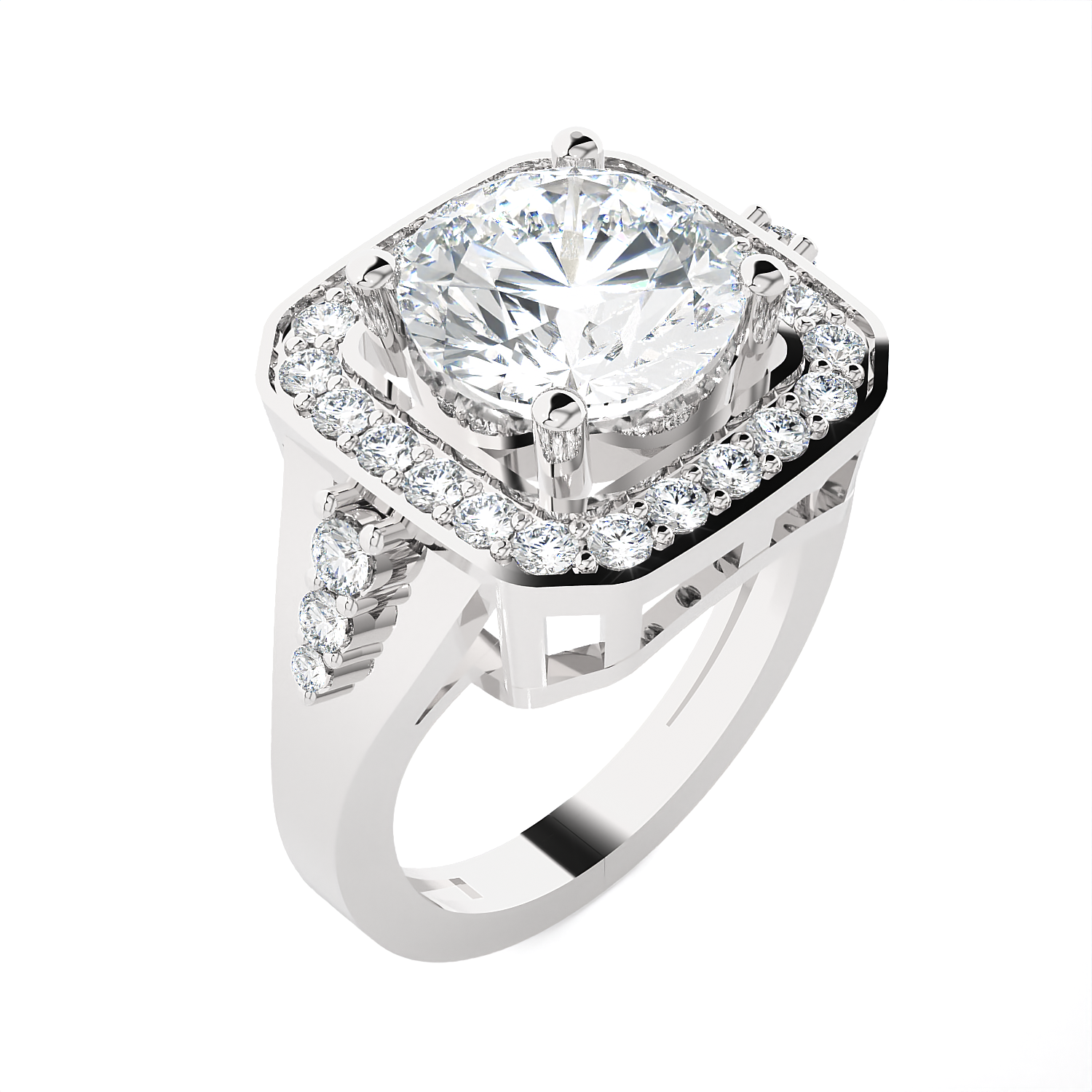 Round Lab Grown Diamond Halo Engagement Ring