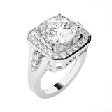 Round Lab Grown Diamond Halo Engagement Ring