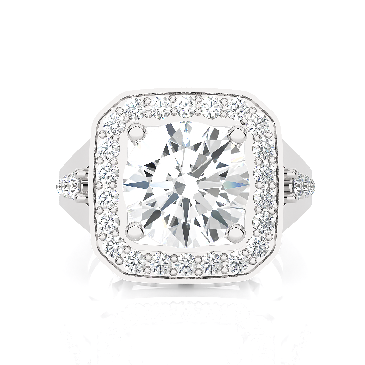 Round Lab Grown Diamond Halo Engagement Ring